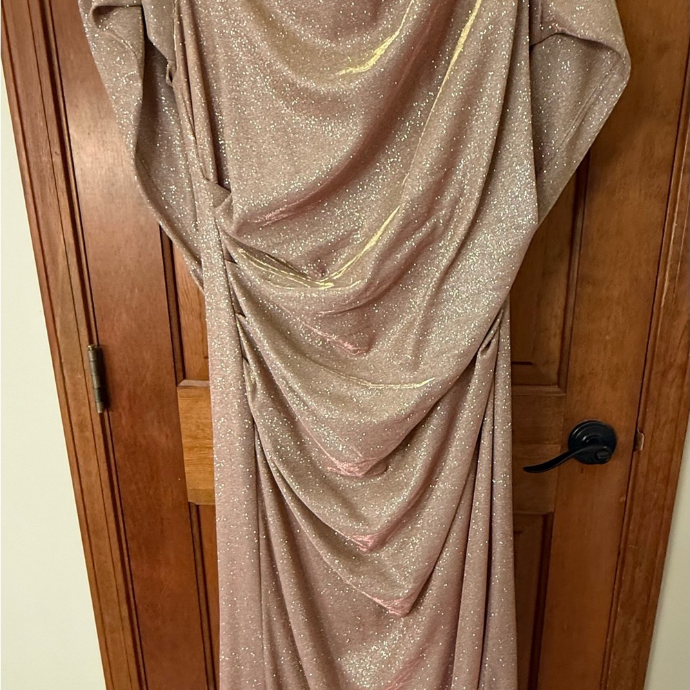 Betsy & Adam Pink/Gold Shimmer Formal dress